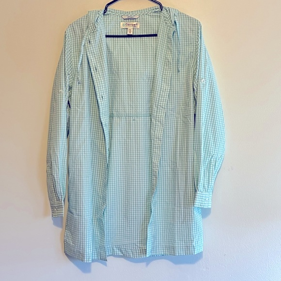 Coolibar Gingham Iztapa Beach Shirt SPF 50 - Picture 1 of 5